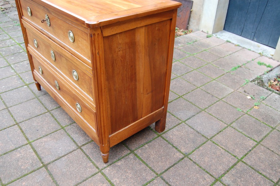Commode secrtaire d poque Louis XVI en noyer du 18e sicle