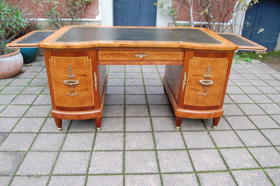 Bureau a caissons Napolon III fin du 19e sicle de style Louis XVI