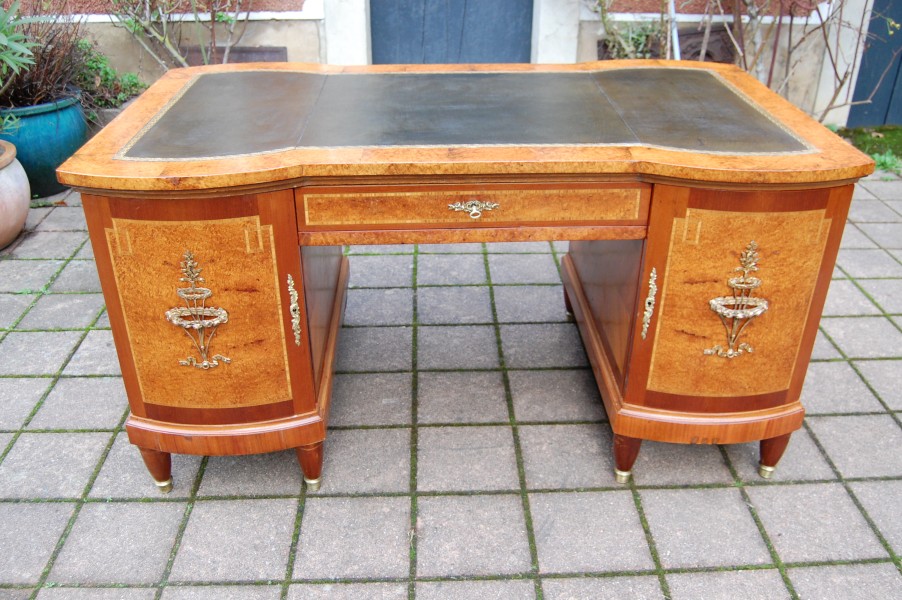 Bureau a caissons Napolon III fin du 19e sicle de style Louis XVI