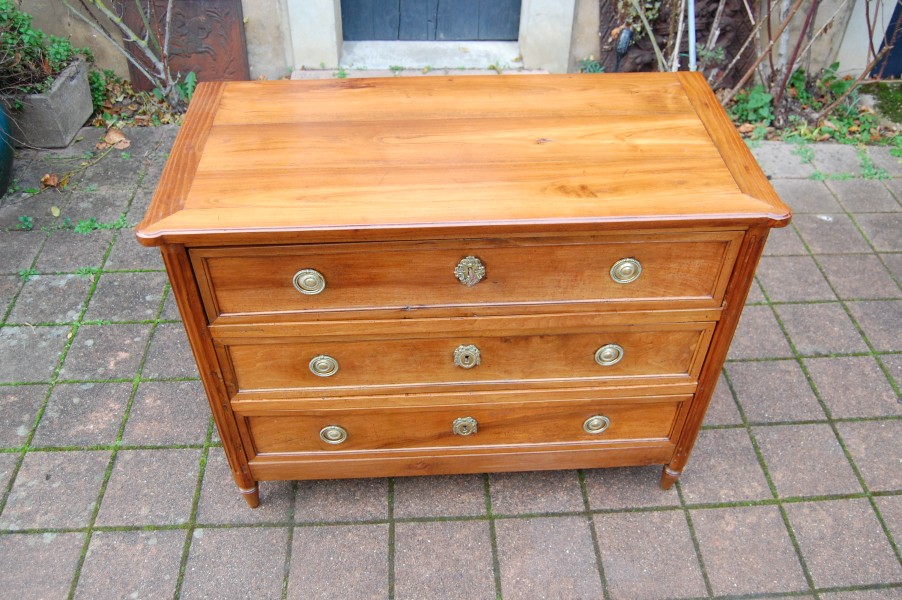 Commode secrtaire d poque Louis XVI en noyer du 18e sicle