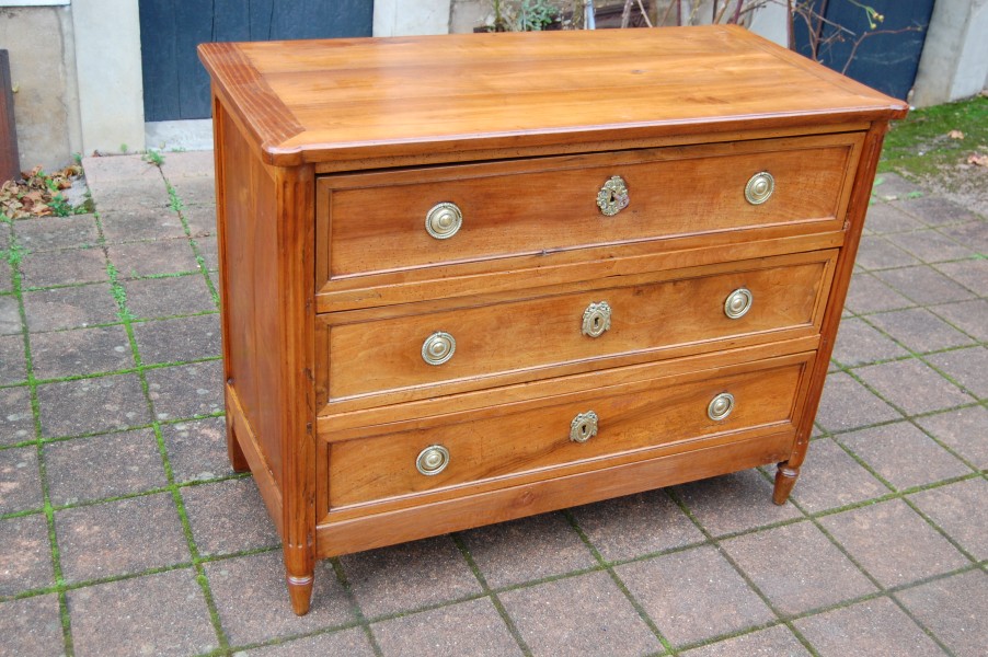 Commode secrtaire d poque Louis XVI en noyer du 18e sicle