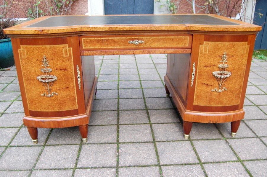 Bureau a caissons Napolon III fin du 19e sicle de style Louis XVI